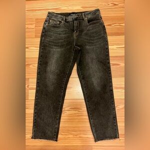 tribal women’s jeans black with raw ham, black distressed Size 10 high rise